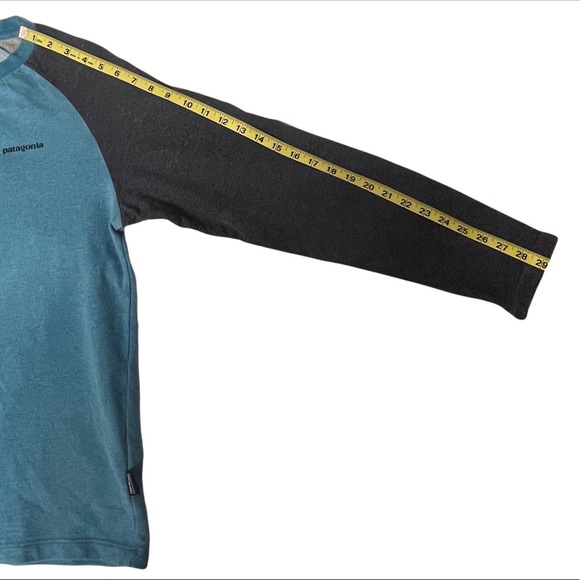 Patagonia Mens Size Small Organic Cotton Blend Long Sleeved Gray & Blue T-Shirt - Picture 8 of 8